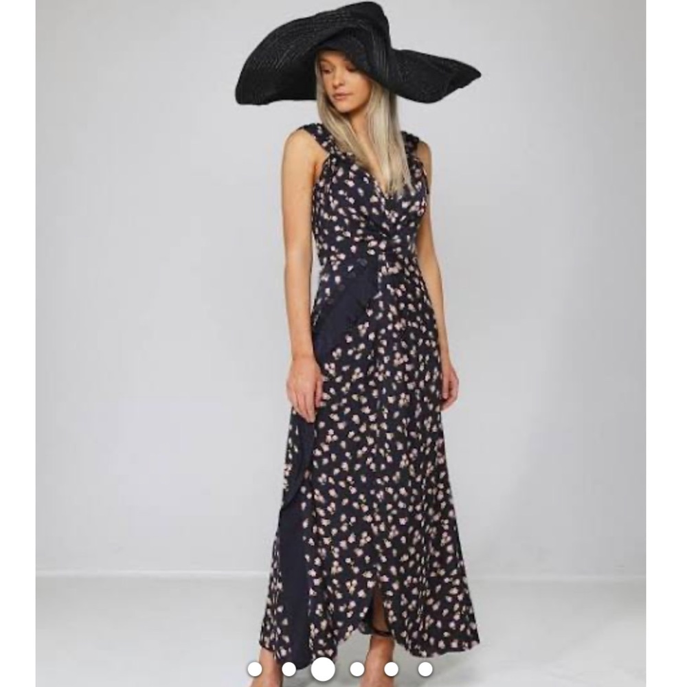 Self-Portrait Twisted Ruffle Floral Dress Black Size 4